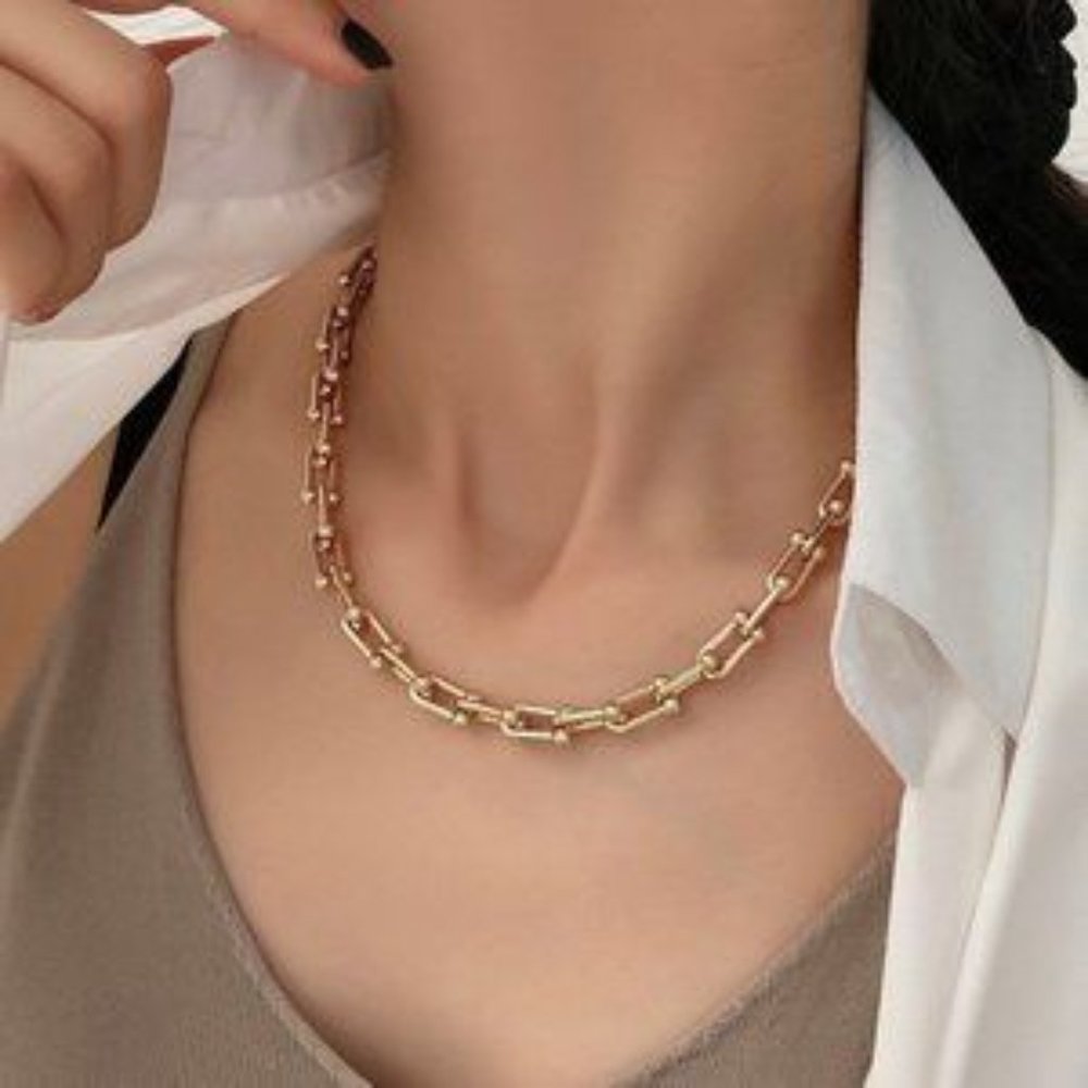 House of Harlow 1960 connecting u ball gold chain necklace - Picture 4 of 7
